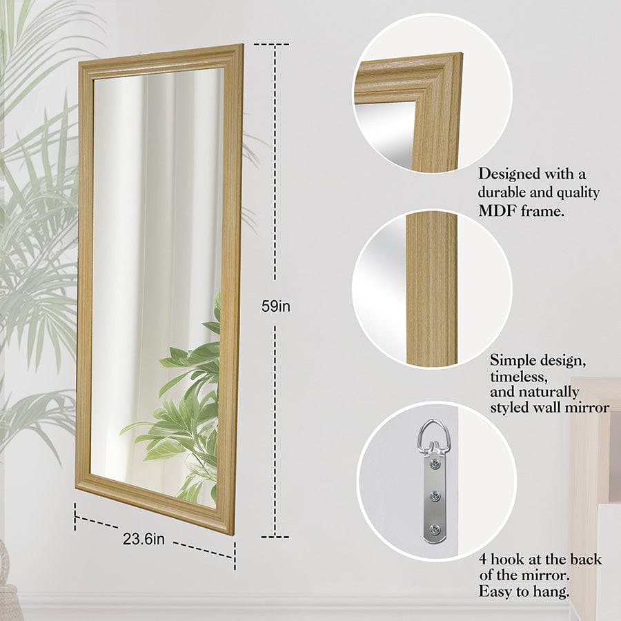 Jea Natural Maple Framed Mirror 60x150cm