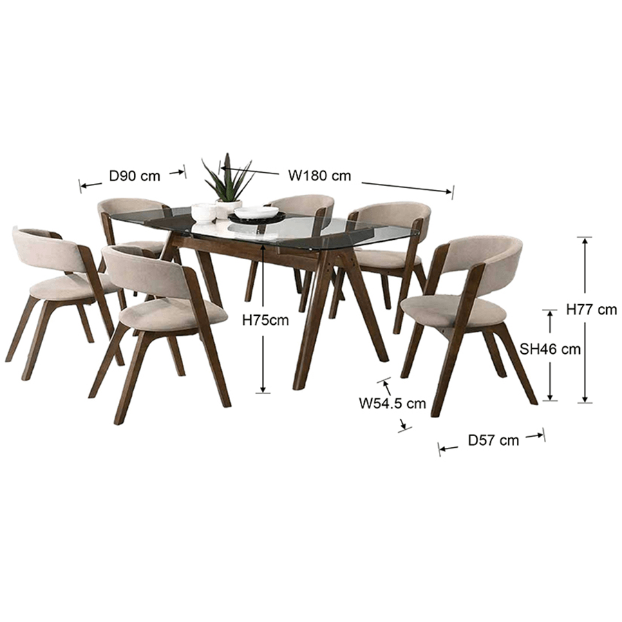 Jensen Glass Top 6 Seater Dining Set Jensen Glass Top 6 Seater Dining Set Mandaue Foam