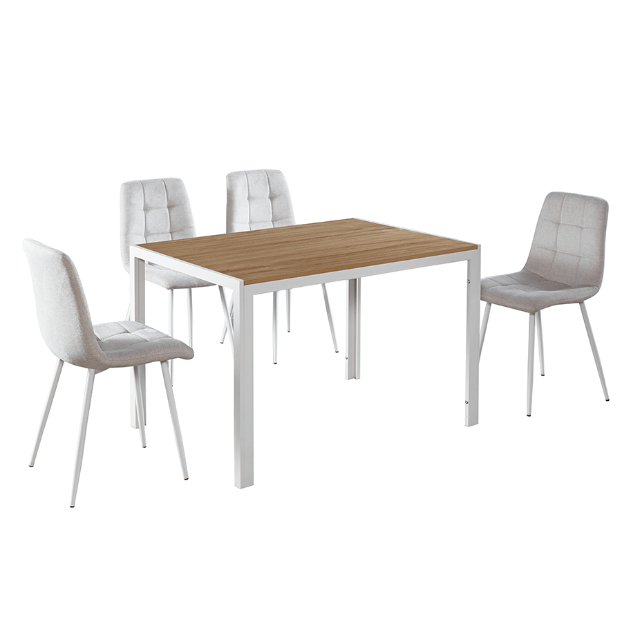 Jimmi+ Livia 4 Seater Dining Set Jimmi+ Livia 4 Seater Dining Set Oak + Beige Mandaue Foam