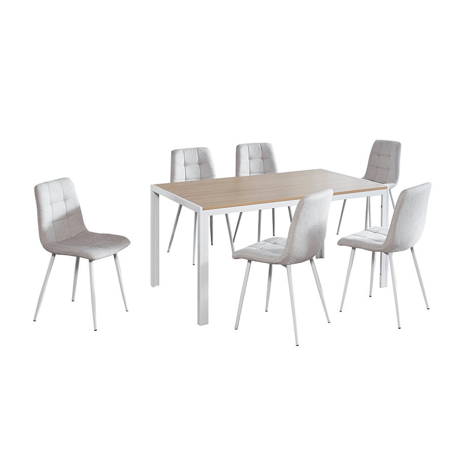 Jimmi+ Livia 6 Seater Dining Set Jimmi+ Livia 6 Seater Dining Set Oak + Beige Mandaue Foam