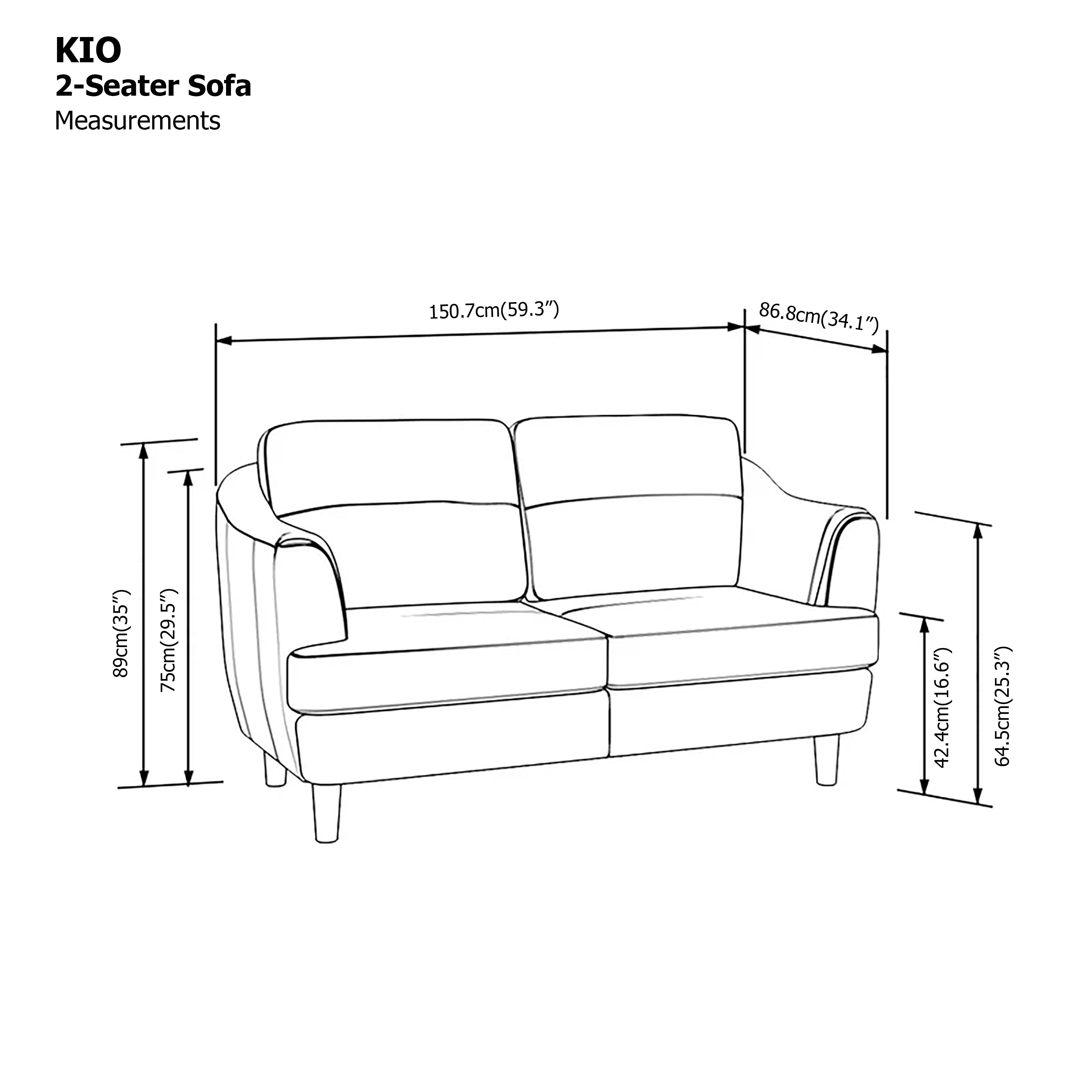 Kio 2 Seat with Ottoman Sofa