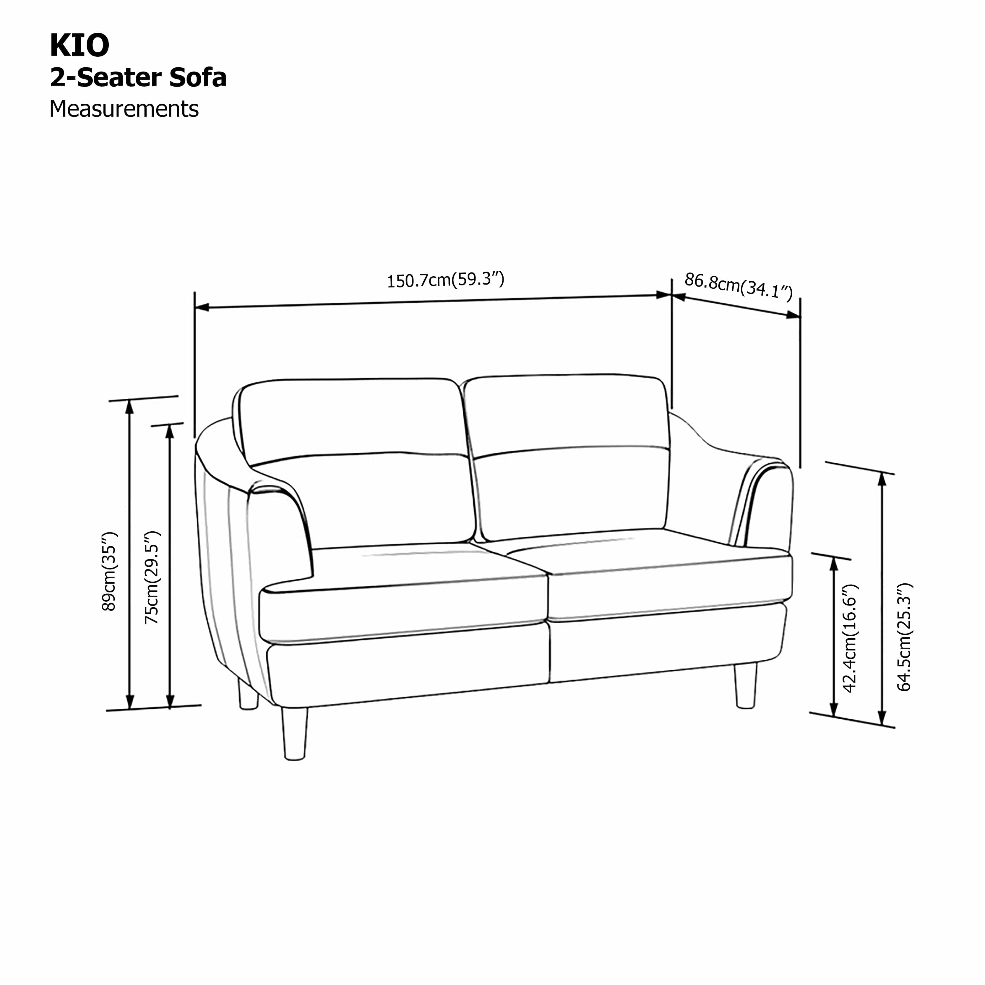 Kio 2 Seat with Ottoman Sofa