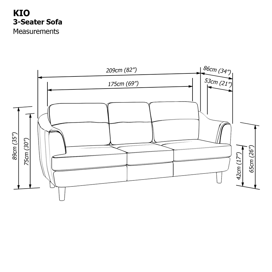 MORE KIO OPTIONS Kio 3 Seater Sofa Kio 3 Seater Sofa Mandaue Foam