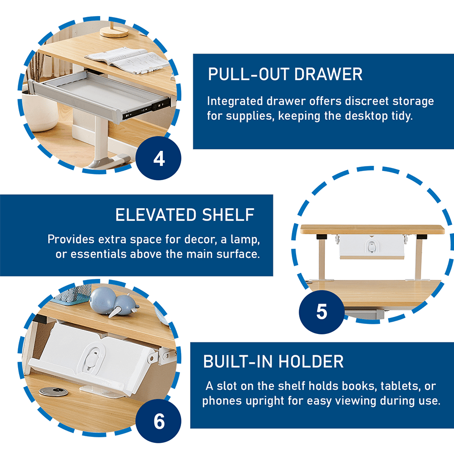 Lavita Adjustable Desk with Shelf