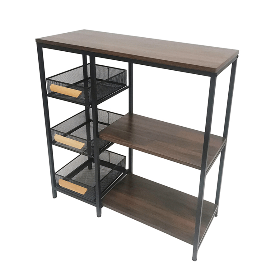 Lavonn Shelving Rack Lavonn Shelving Rack Walnut + Black Mandaue Foam