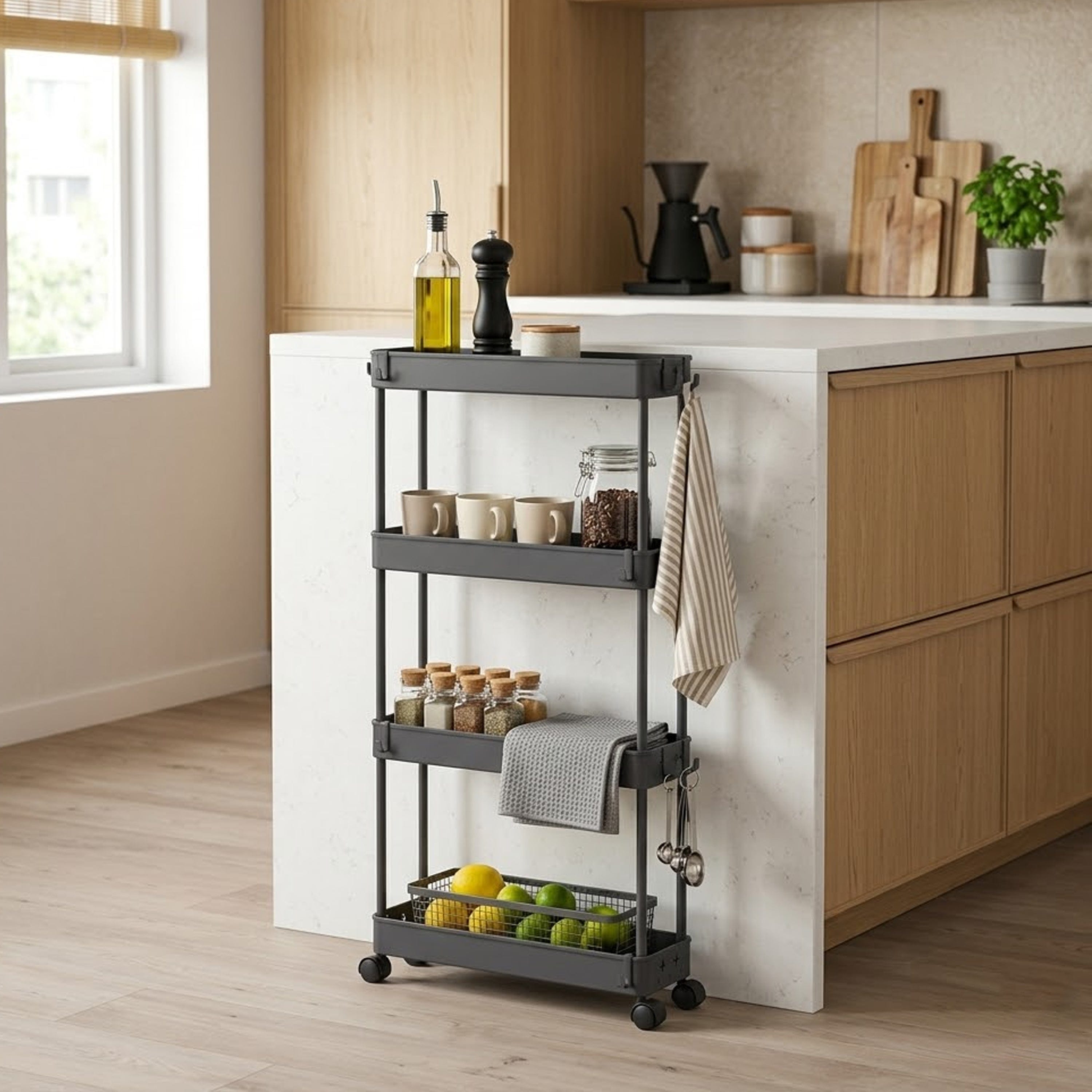 Levo 4 Tier Slim Plastic Trolley