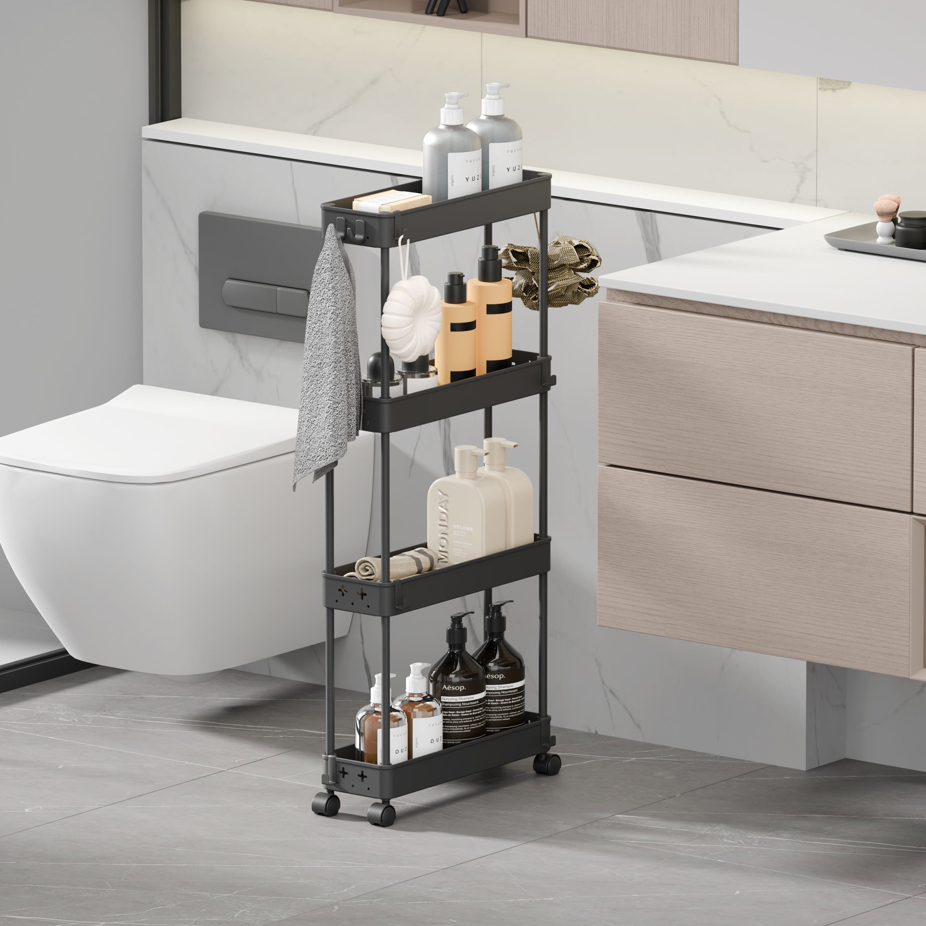 Levo 4 Tier Slim Plastic Trolley