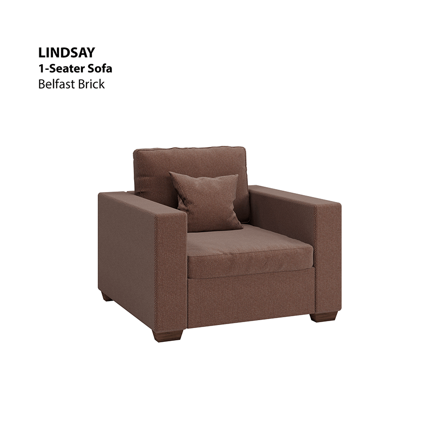 MORE LINDSAY OPTIONS Lindsay 1 Seater Sofa Lindsay 1 Seater Sofa Fabric Belfast Brick Mandaue Foam