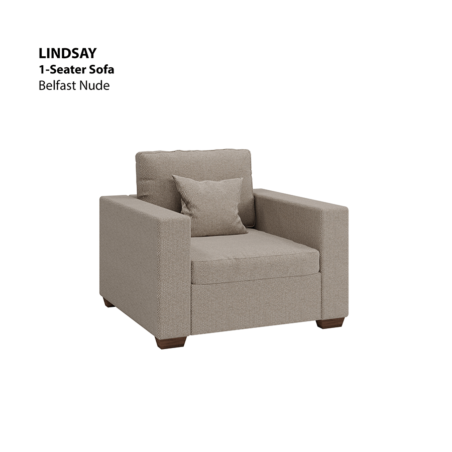 MORE LINDSAY OPTIONS Lindsay 1 Seater Sofa Lindsay 1 Seater Sofa Fabric Belfast Nude Mandaue Foam