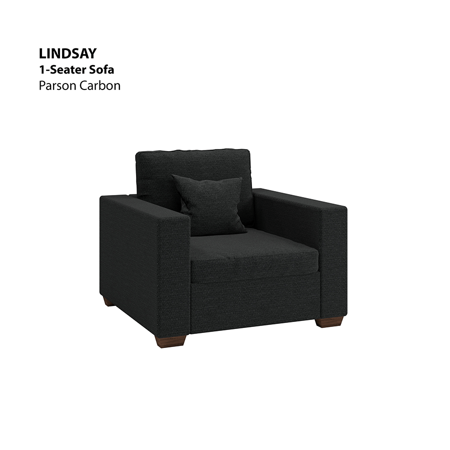 MORE LINDSAY OPTIONS Lindsay 1 Seater Sofa Lindsay 1 Seater Sofa Fabric Parson Carbon Mandaue Foam