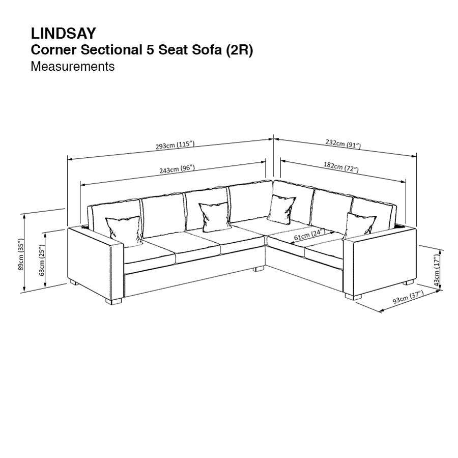 Lindsay Corner Sectional 5 Seat (2R) Sofa