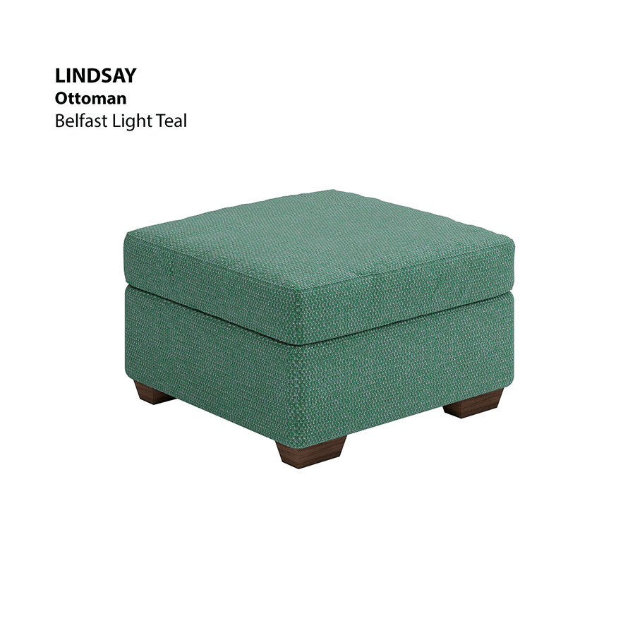 MORE LINDSAY OPTIONS Lindsay Ottoman Lindsay Ottoman Fabric Belfast Light Teal Mandaue Foam