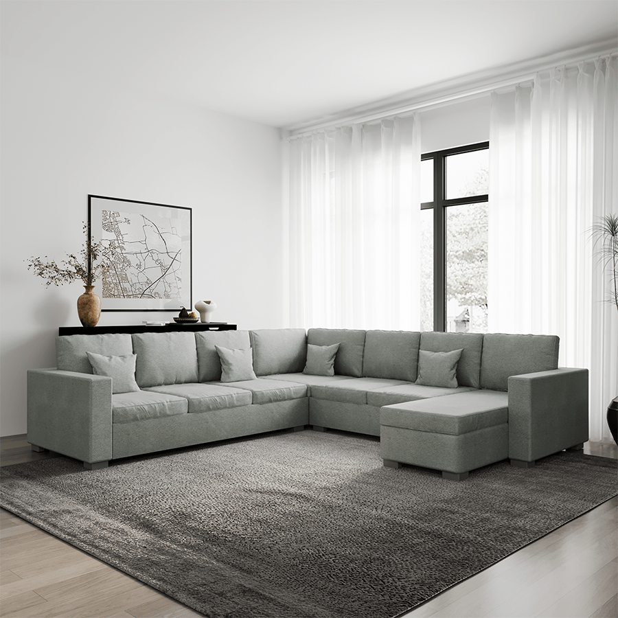 Lindsay Sectional 6 Seat with Chaise Corner Sofa