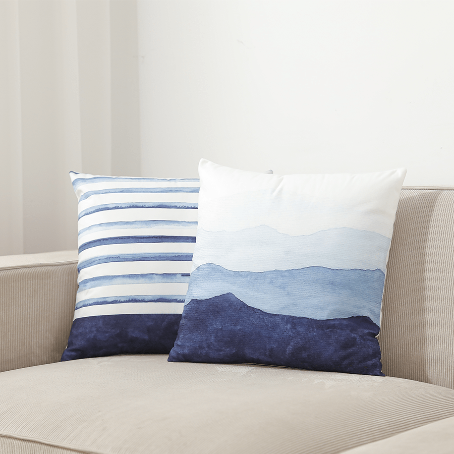 Lumi Blue Minimalist Throw Pillowcase Set of 2