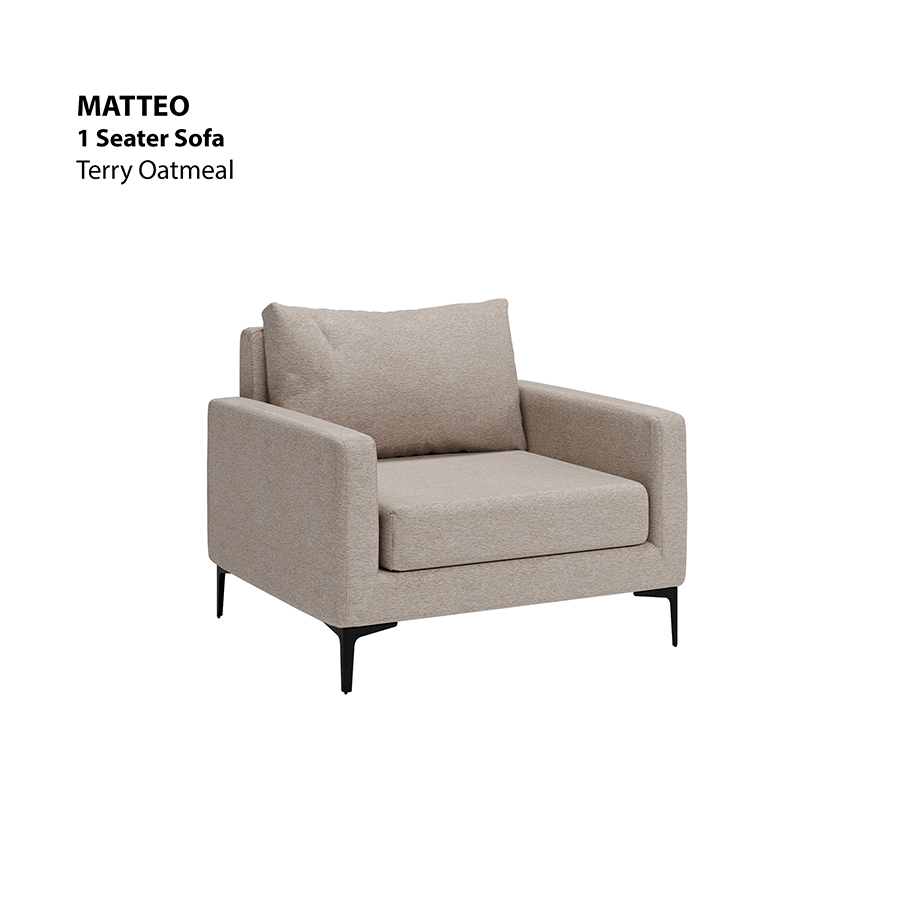 MORE MATTEO OPTIONS Matteo 1 Seater Sofa Matteo 1 Seater Sofa Lux Terry Oatmeal Mandaue Foam