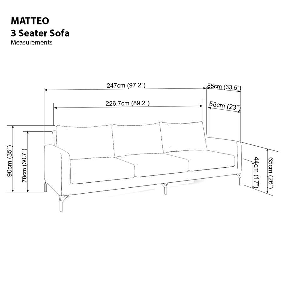 MORE MATTEO OPTIONS Matteo 3 Seater Sofa Matteo 3 Seater Sofa Mandaue Foam