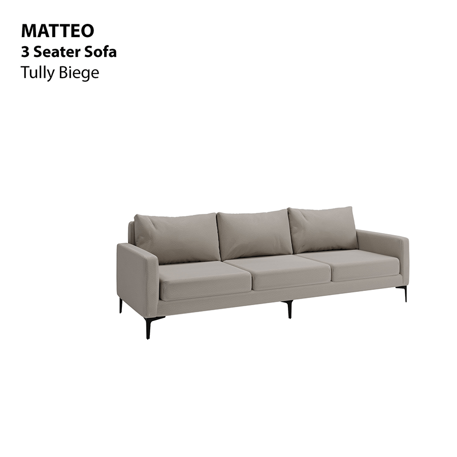 MORE MATTEO OPTIONS Matteo 3 Seater Sofa Matteo 3 Seater Sofa Leatherette Tully Beige Mandaue Foam