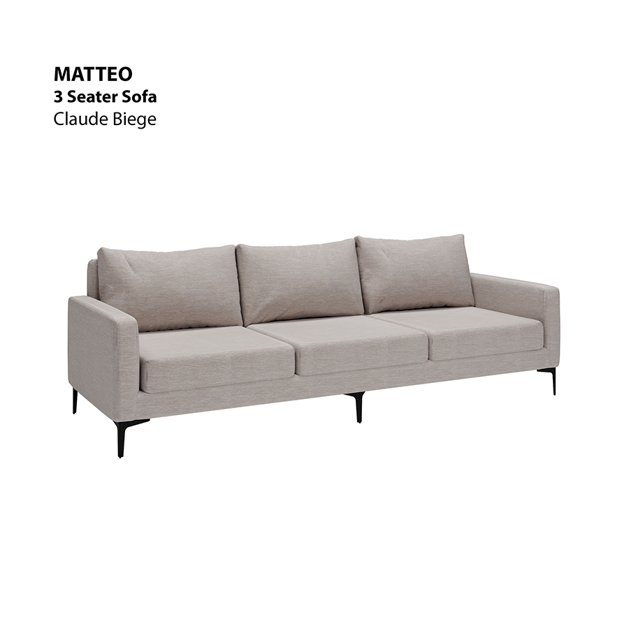 MORE MATTEO OPTIONS Matteo 3 Seater Sofa Matteo 3 Seater Sofa Lux Claude Beige Mandaue Foam