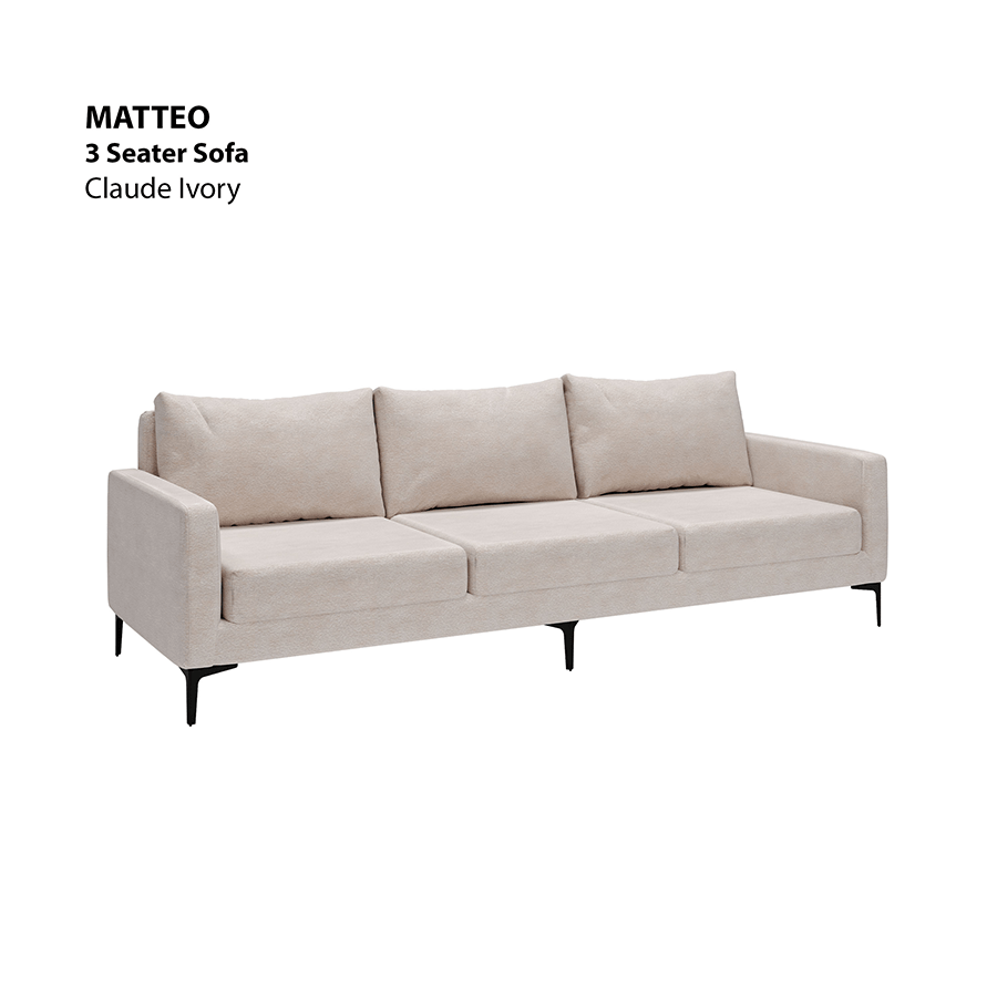 MORE MATTEO OPTIONS Matteo 3 Seater Sofa Matteo 3 Seater Sofa Lux Claude Ivory Mandaue Foam