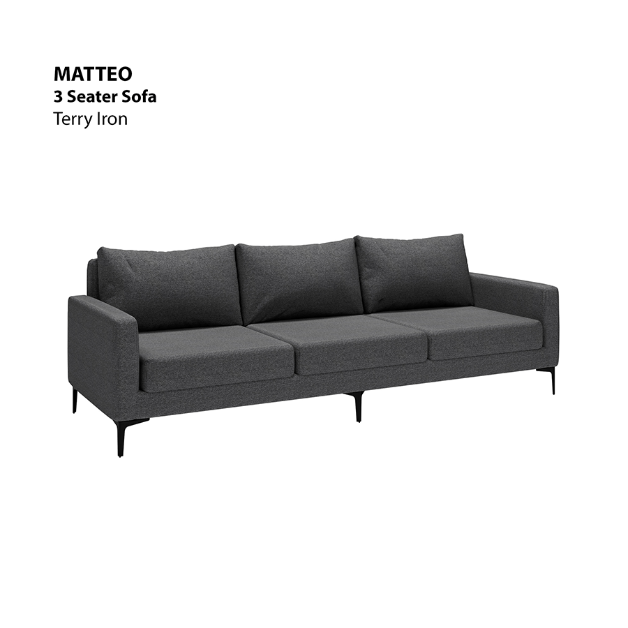 MORE MATTEO OPTIONS Matteo 3 Seater Sofa Matteo 3 Seater Sofa Lux Terry Iron Mandaue Foam