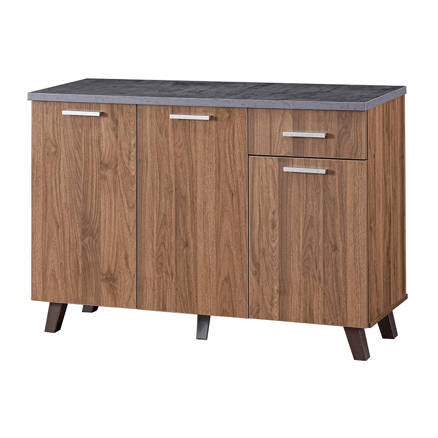 MORE MERRICK OPTIONS Merrick 3 Door Cabinet Merrick 3 Door Cabinet Walnut + Grey Marble Mandaue Foam