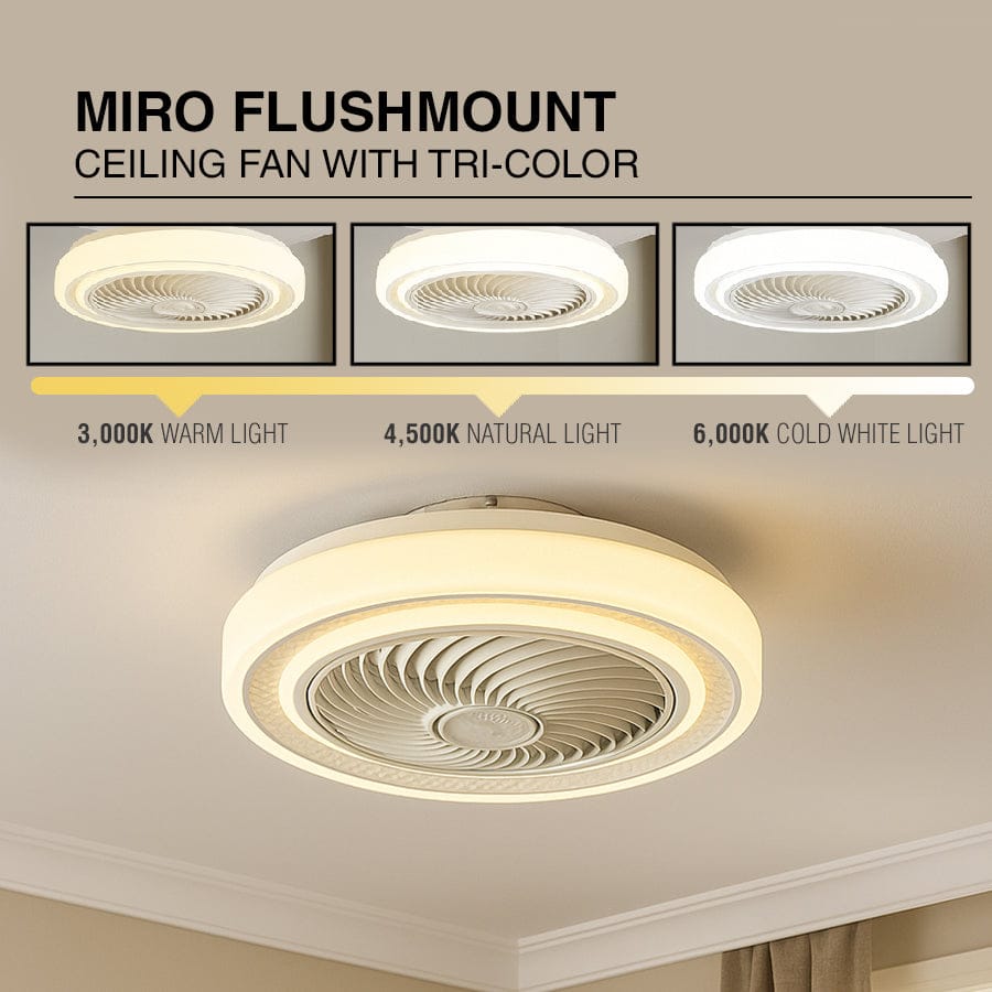Miro Flushmount Ceiling Fan w/ Tricolor