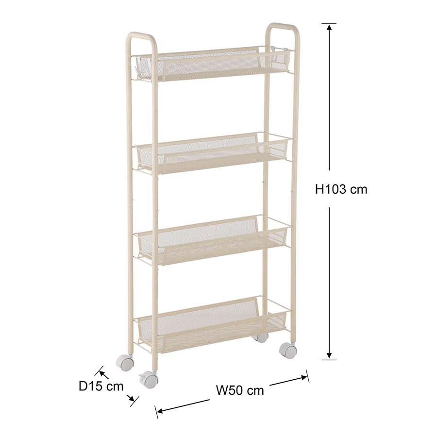 MORE NELLY OPTIONS Nelly Narrow Metal Trolley Nelly Narrow Metal Trolley Beige Mandaue Foam