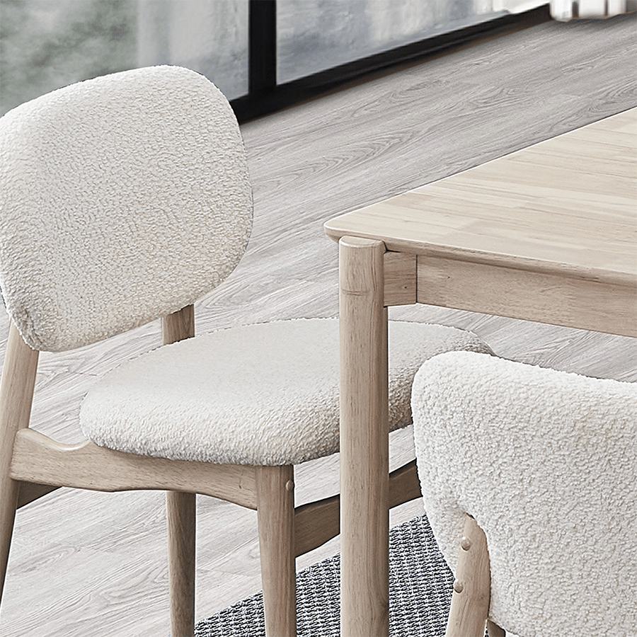 Nick 6 Seater Dining Set Nick 6 Seater Dining Set Whitewash + Cream Mandaue Foam