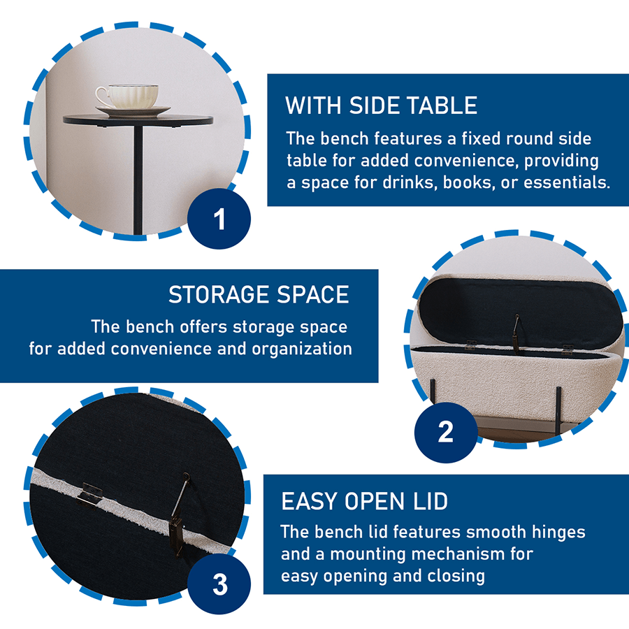 Pria Bench with Table & Storage