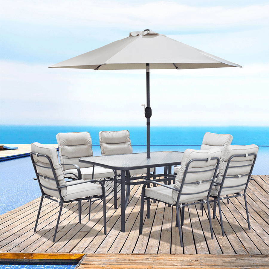 MORE PRIMROSE OPTIONS Primrose Outdoor 6 Seater Dining Primrose Outdoor 6 Seater Dining Gray Mandaue Foam