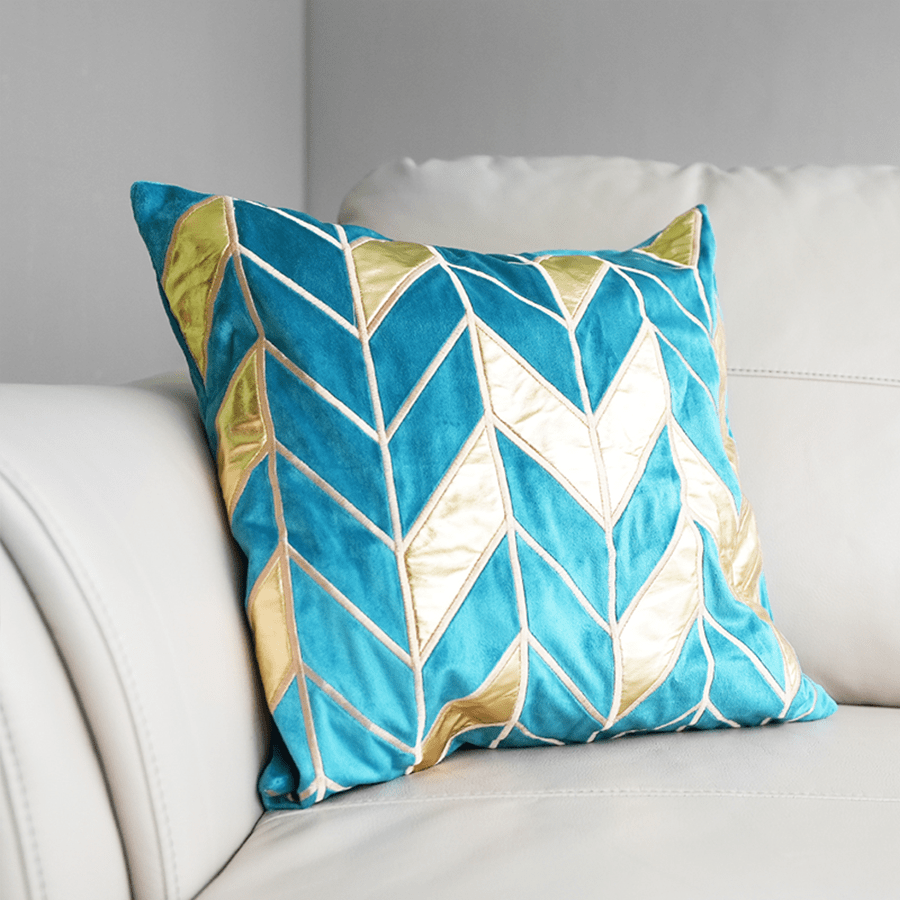 Quincy Teal Chevron Throw Pillowcase