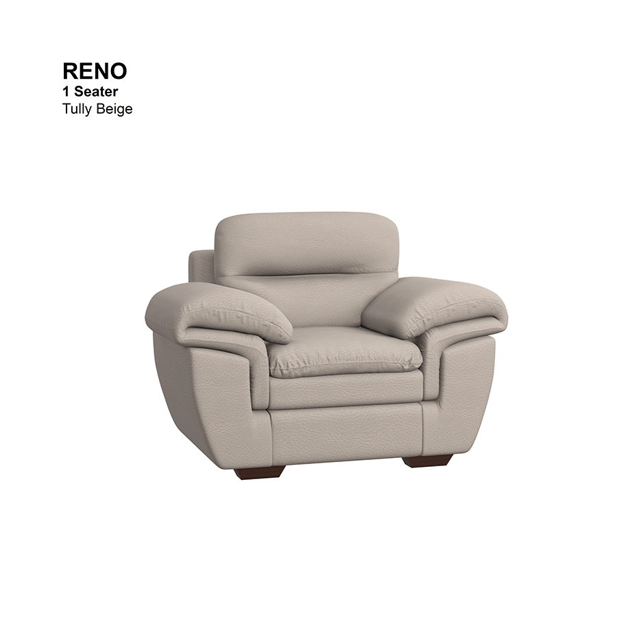 MORE RENO OPTIONS Reno 1 Seater Sofa Reno 1 Seater Sofa Leatherette Tully Beige Mandaue Foam