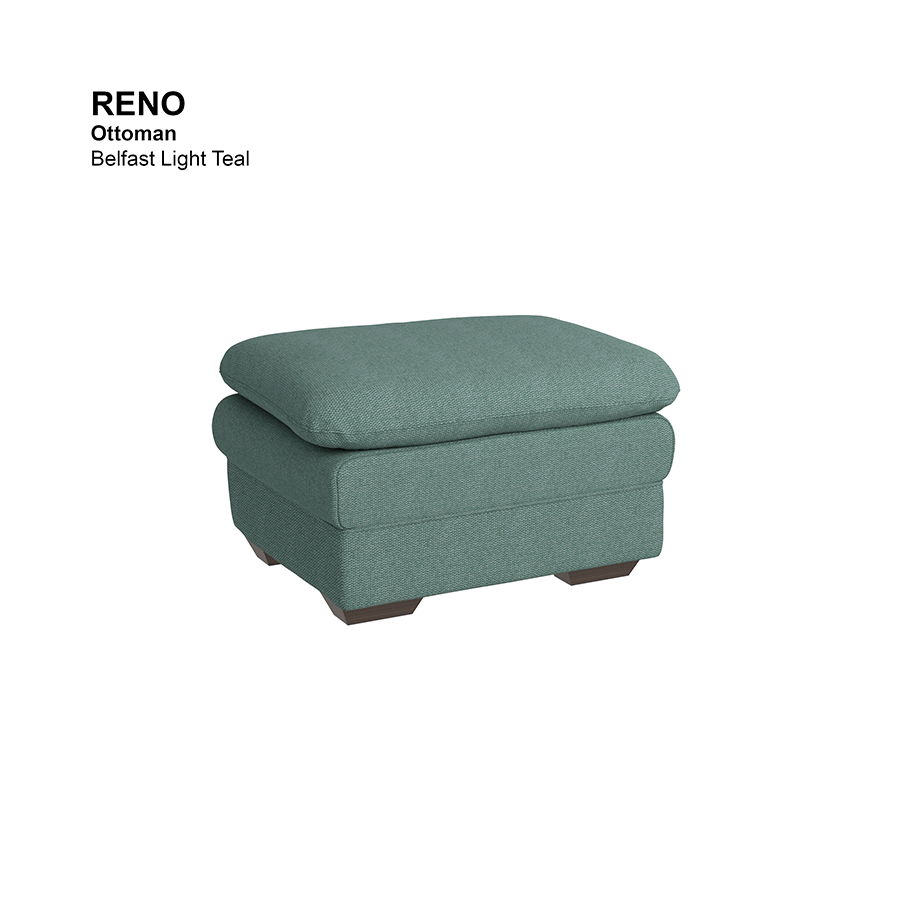 MORE RENO OPTIONS Reno Ottoman Reno Ottoman Fabric Belfast Light Teal Mandaue Foam