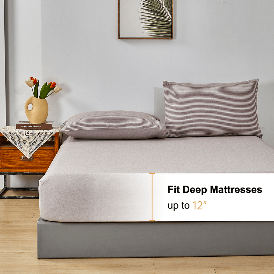 MORE STRIPE KHAKI LINEN OPTIONS Reversible Stripe Khaki 3pc Sheet Set Reversible Stripe Khaki 3pc Sheet Set Mandaue Foam