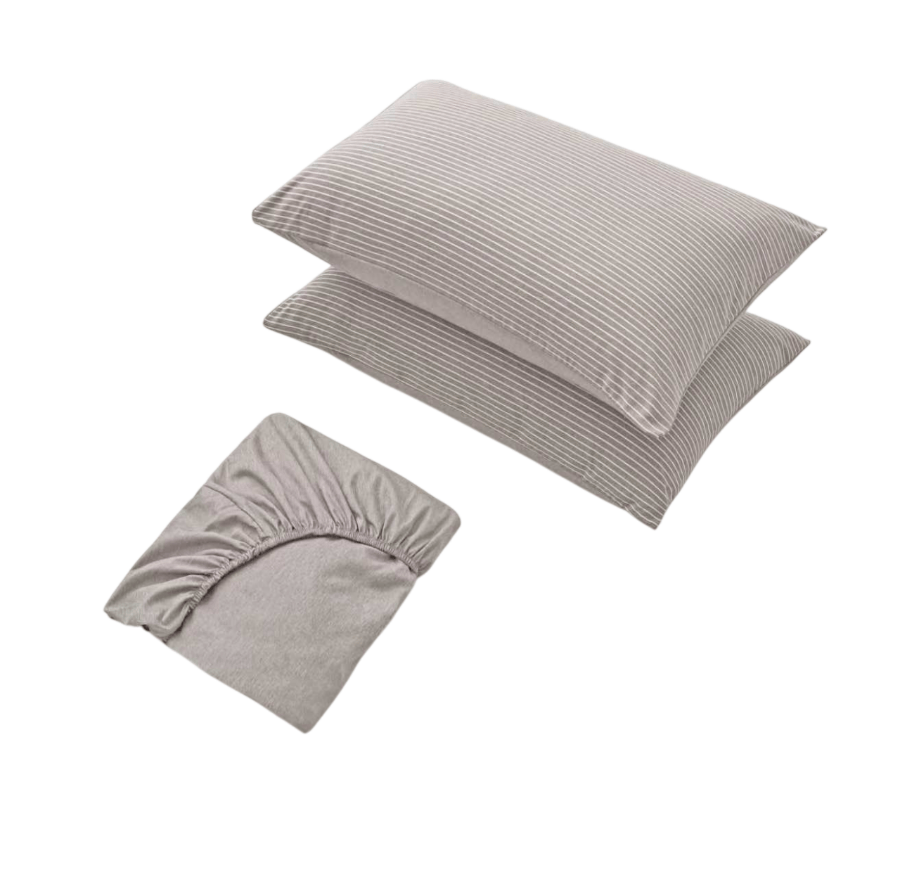Reversible Stripe Khaki 3pc Sheet Set