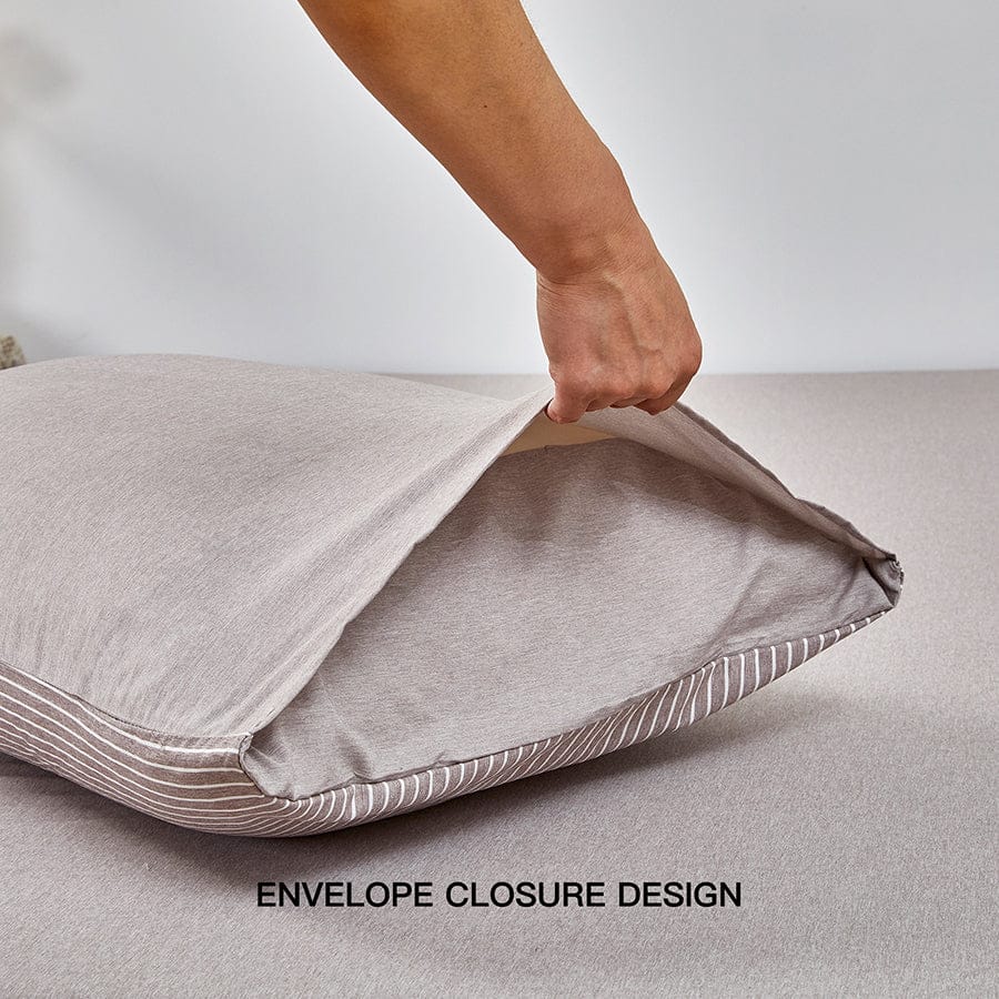 Reversible Stripe Khaki 4pc Flat Sheet Set