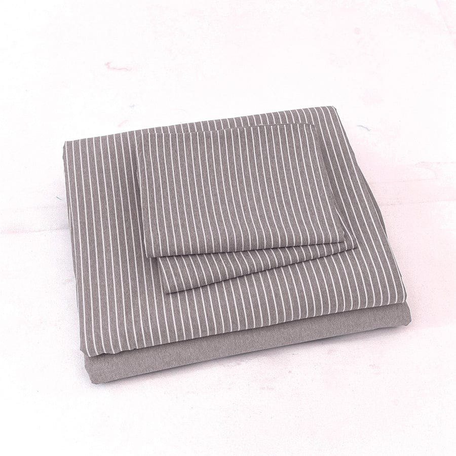 Reversible Stripe Khaki 4pc Flat Sheet Set