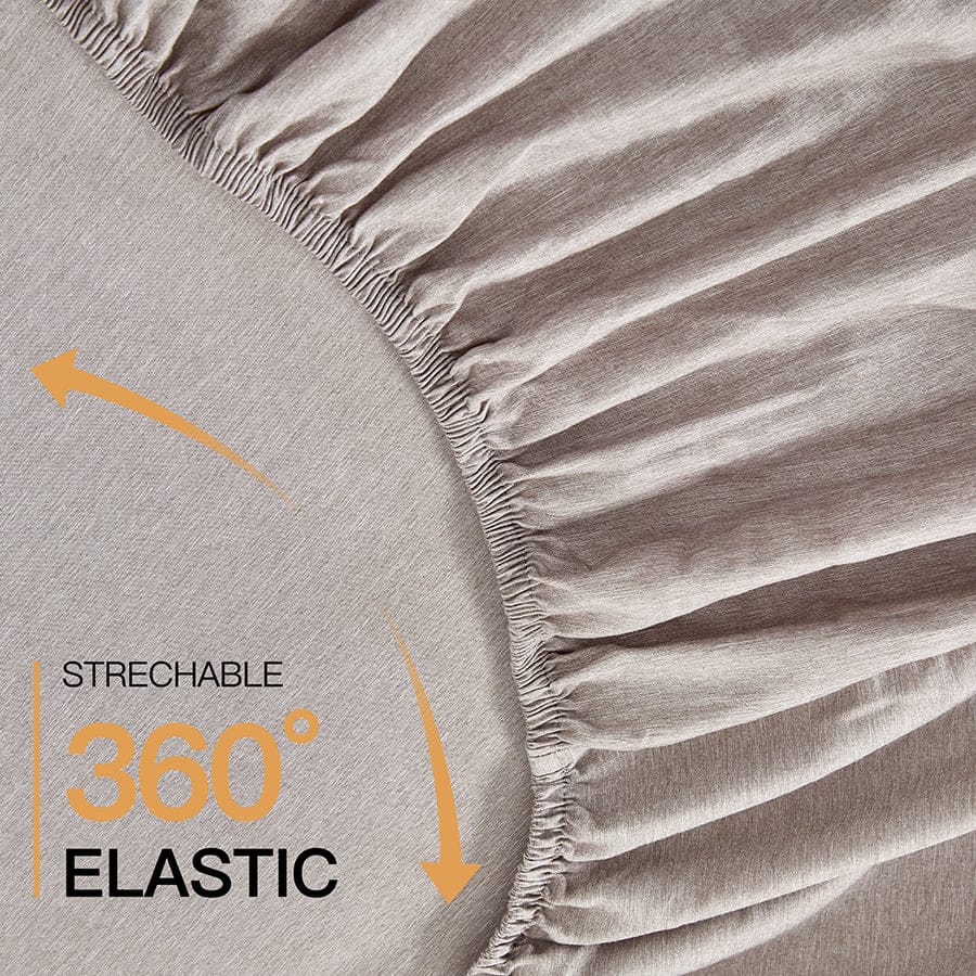 Reversible Stripe Khaki 4pc Flat Sheet Set