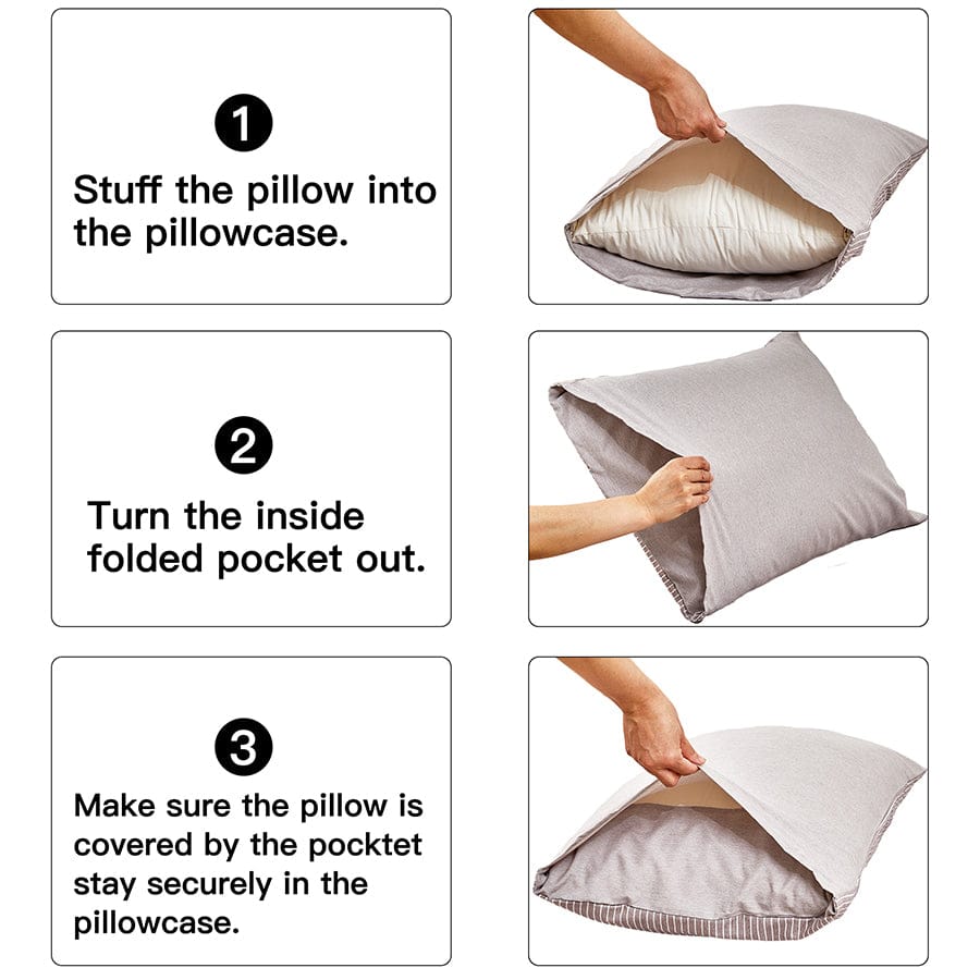 Reversible Stripe Khaki Pillowcases