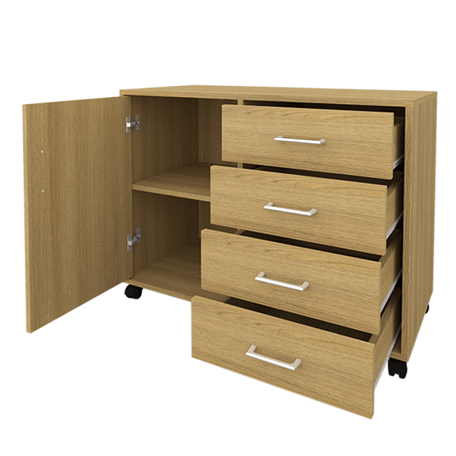 MORE RHYS OPTIONS Rhys Low 4 Drawer with Door Pedestal Rhys Low 4 Drawer with Door Pedestal Mandaue Foam
