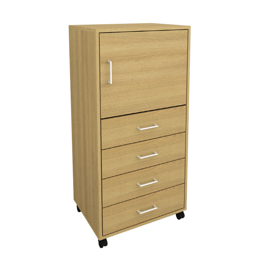 MORE RHYS OPTIONS Rhys Tall 4 Drawer with Door Pedestal Rhys Tall 4 Drawer with Door Pedestal Oak Mandaue Foam