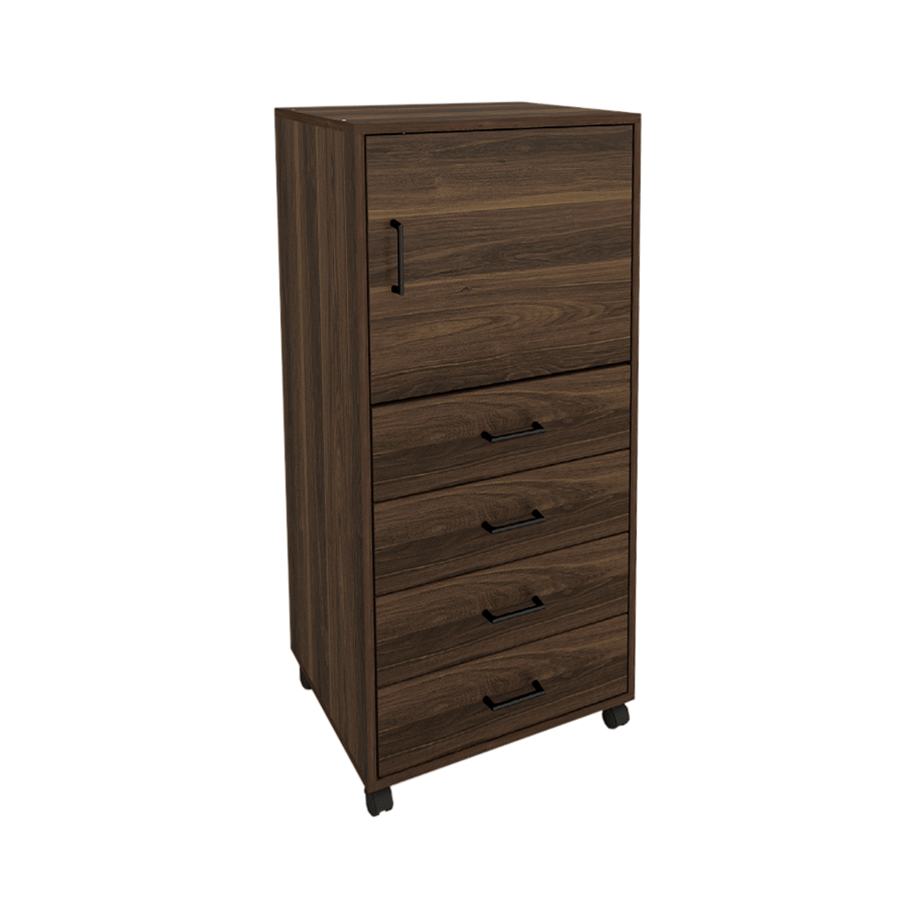MORE RHYS OPTIONS Rhys Tall 4 Drawer with Door Pedestal Rhys Tall 4 Drawer with Door Pedestal Walnut Mandaue Foam