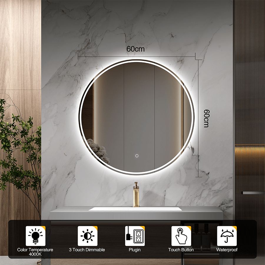 Round Bathroom Mirror with LED Backlight