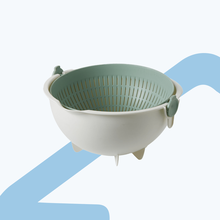 Self-tilting Plastic Colander