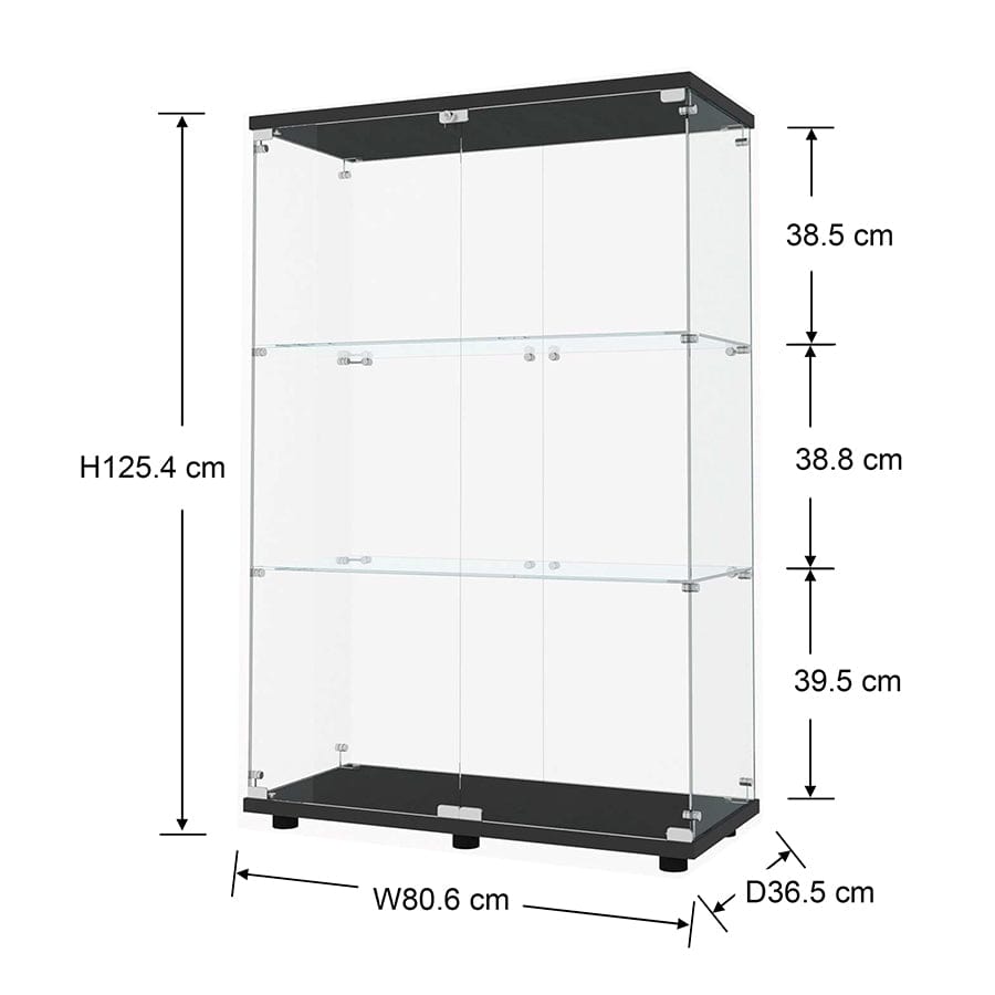 Serris 3 Tier 2 Door Glass Cabinet