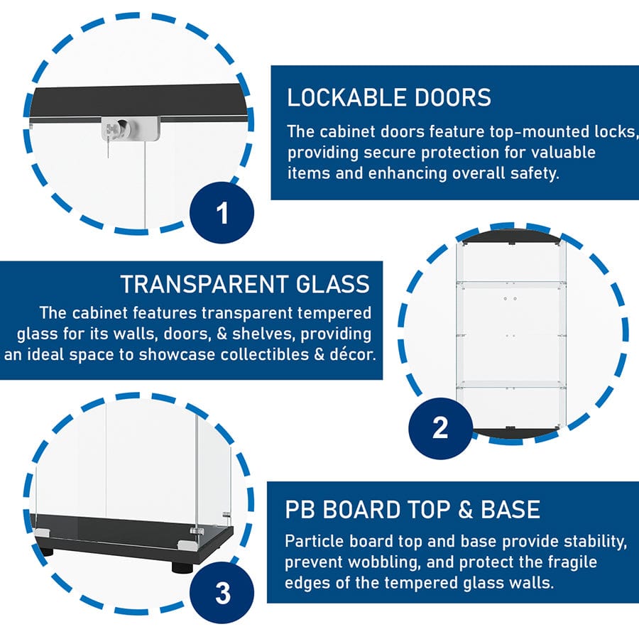 Serris 4 Tier 2 Door Glass Cabinet