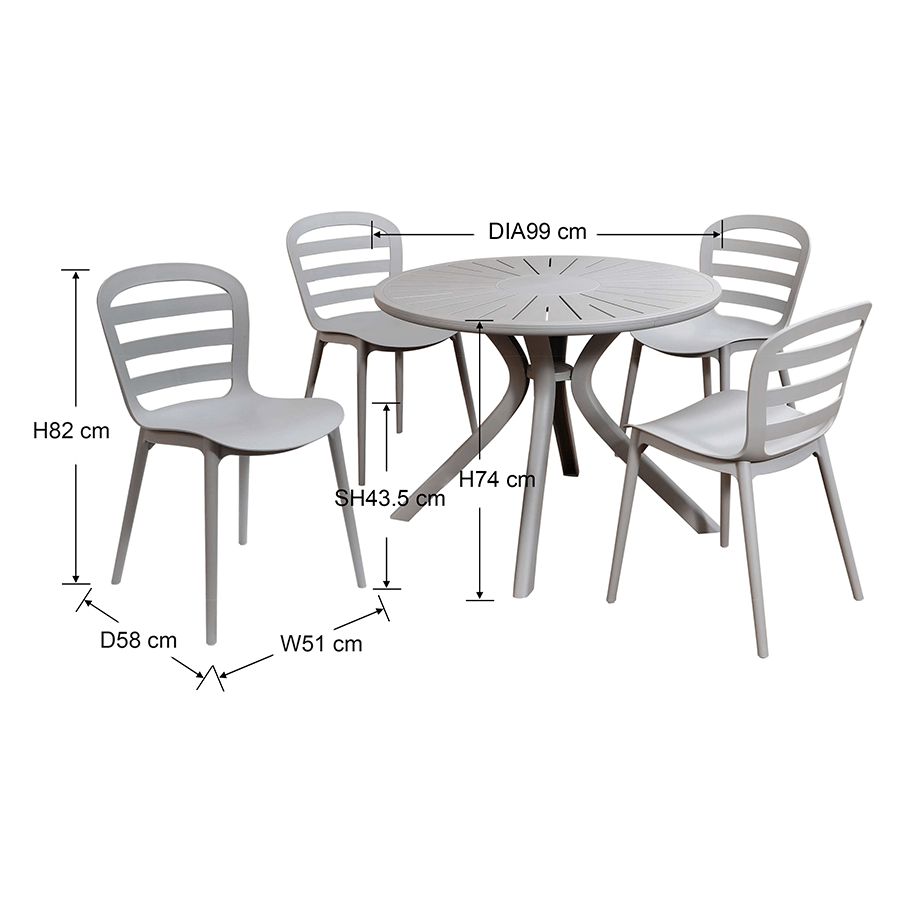 Solaria 4 Seater Outdoor Dining Set