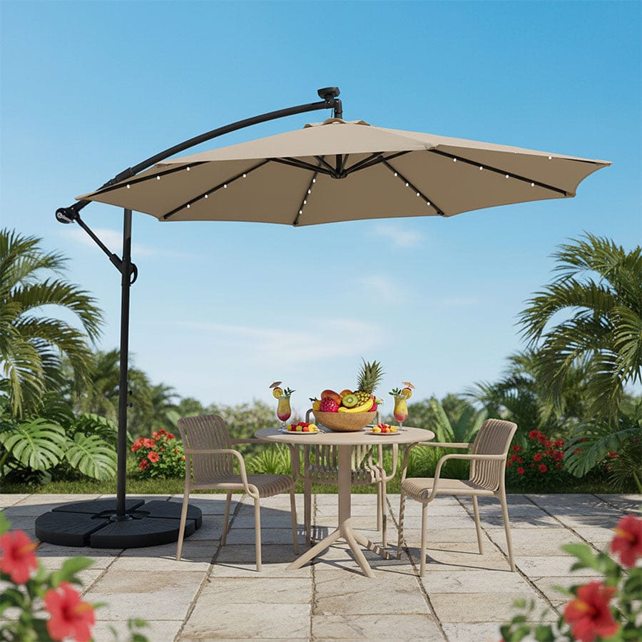 Sunny 3m Hanging Umbrella W/ Light -Taupe