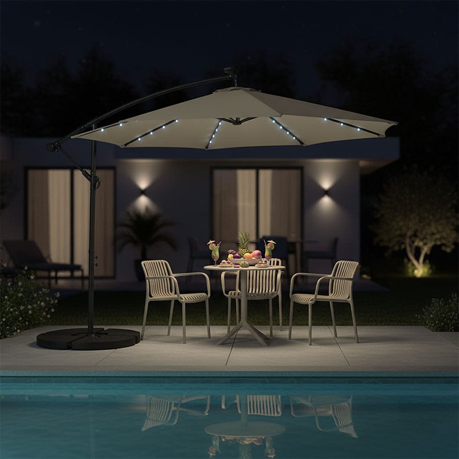 Sunny 3m Hanging Umbrella W/ Light -Taupe