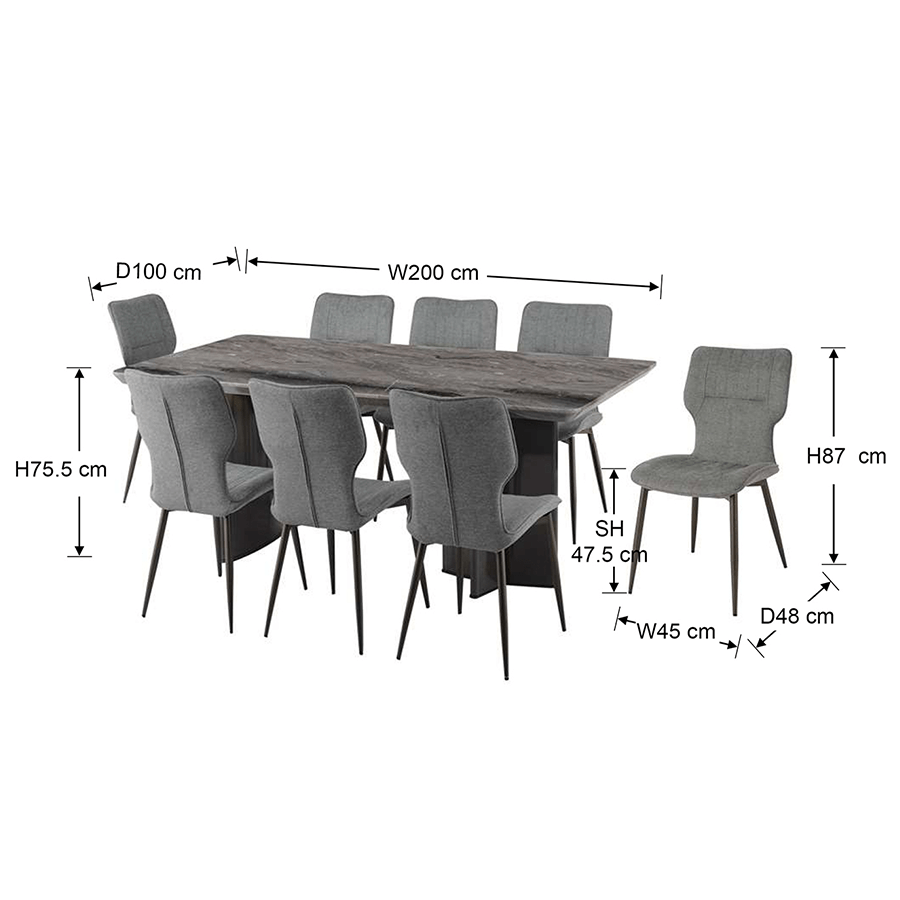 Tavis Gray 8 Seater Rectangle Dining Set Tavis Gray 8 Seater Rectangle Dining Set Mandaue Foam